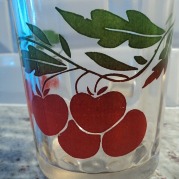 vintage anchor hocking glass water pitcher cherry pattern - Picture 2 of 9